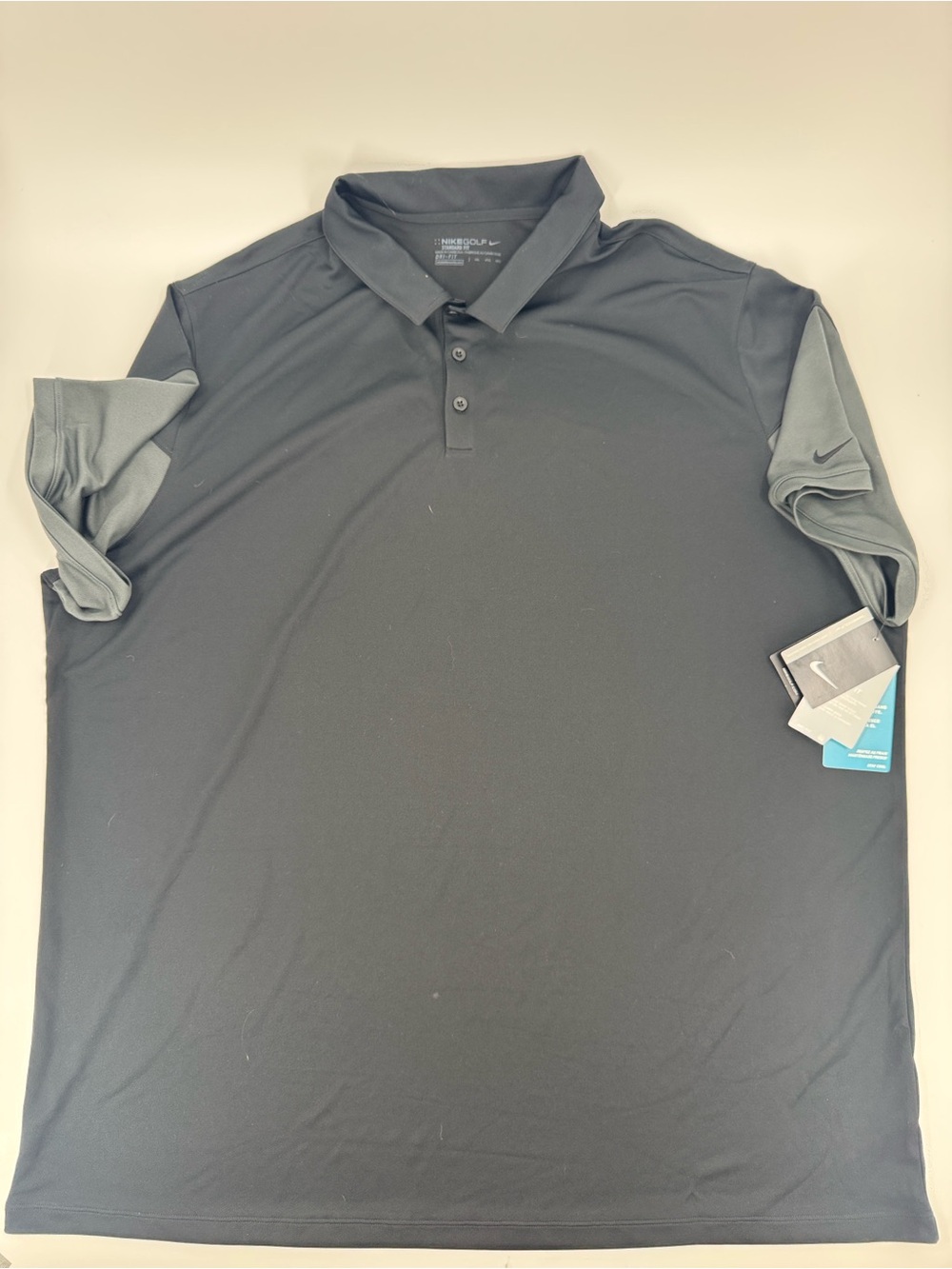 Nike Dry Fit Black Golf Shirt with Gray Contrast Sleeves